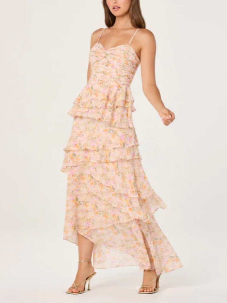 Nwt Astr The Label Coline Ruffle Maxi Dress